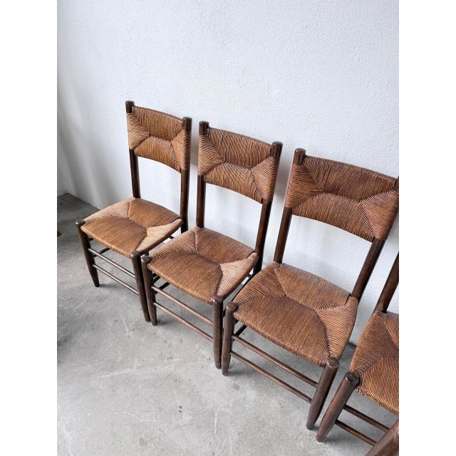 Straw and Oak Chairs from Beauche Perriand, 1950s, Set of 6 For Sale - Image 11 of 18
