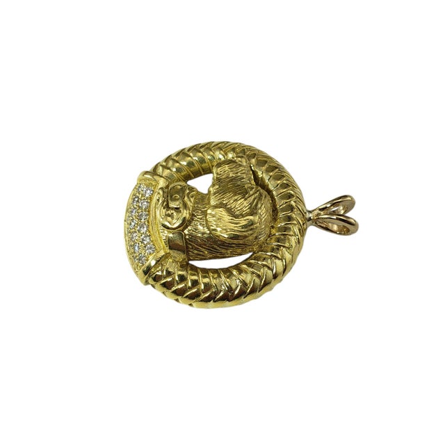 Contemporary 1989 Barry Kieselstein-Cord 18k Yellow Gold Diamond Labrador Dog Pendant #21374 For Sale - Image 3 of 8