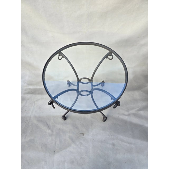 1970s Wrought Iron Glass Table For Sale - Image 5 of 7