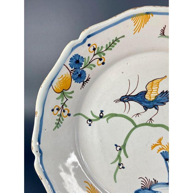1790s, Rare Antique Nevers Plate, Chinese Style, French Faience An 18th-century French faience from Nevers, showcasing a...