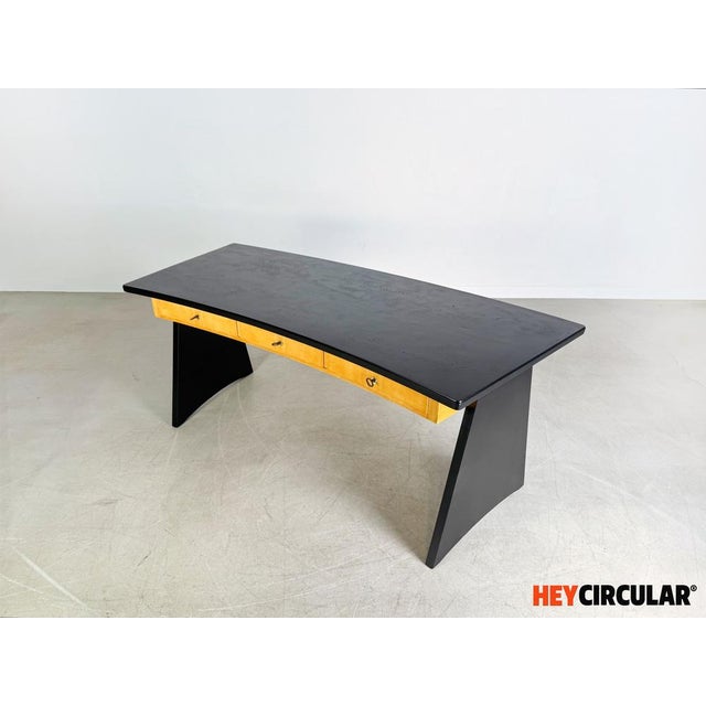 Wood Elm Desk attributed to Erich Stratmann, 1950s For Sale - Image 7 of 10