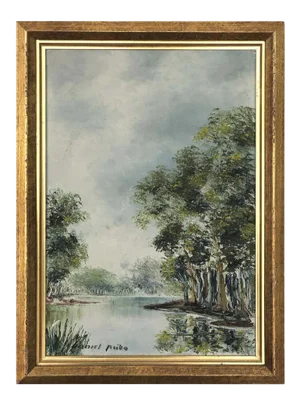 1950s Maiko Coastal Landscape Oil Painting on Canvas