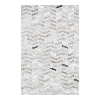 Galaxy Cowhide & Sari Silk Silver Area Rug, 10' 0'' X 14' 0'' For Sale