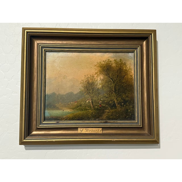 Antique European Landscape Oil Painting by A. Hobart Signed For Sale - Image 10 of 12