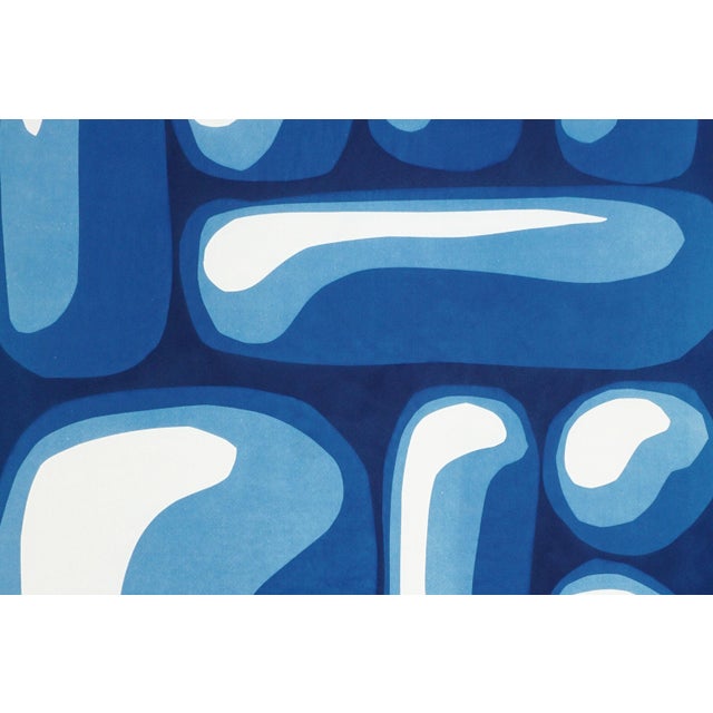 Abstract Pieces of a Set, Handmade Monotype Cyanotype in Blue Tones, Abstract Geometric Print on Watercolor Paper by Kind of Cyan For Sale - Image 3 of 8