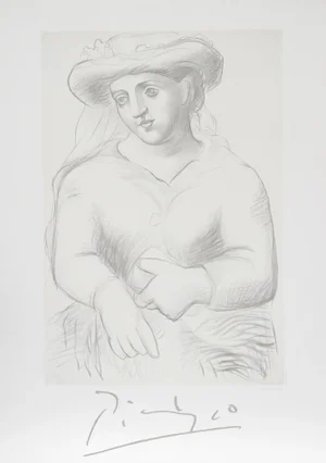 1980s "Femme au Chapeau et au Missel" Lithograph After Pablo Picasso