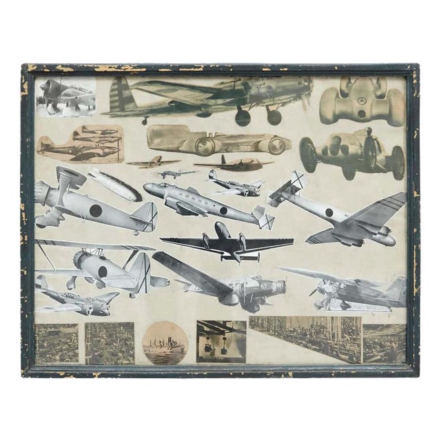 French Artist, Aviation Composition, Early 20th Century, Collage, Framed For Sale