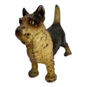 1930s Large and Heavy Brown and Tan Cast Iron Scottie Dog