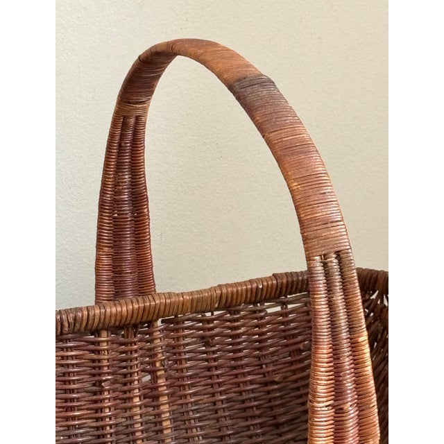 Wood Small Vintage Decorative Trug With Arched Handle For Sale - Image 7 of 11