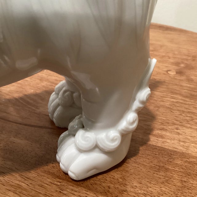 White Early 19th Century China DeHua White Porcelain Handmade Stand Up Shi Shi Foo Dog Lion For Sale - Image 8 of 13