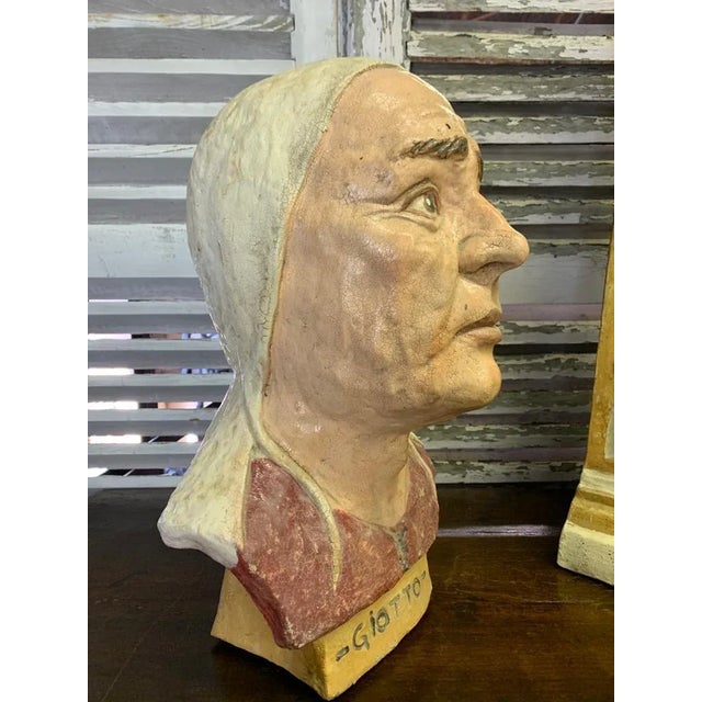 Antique Italian Impruneta Terracotta Statue of Giotto Di Bondone | Hand-Painted Sculpture | Florence, Circa 1880 For Sale - Image 6 of 7