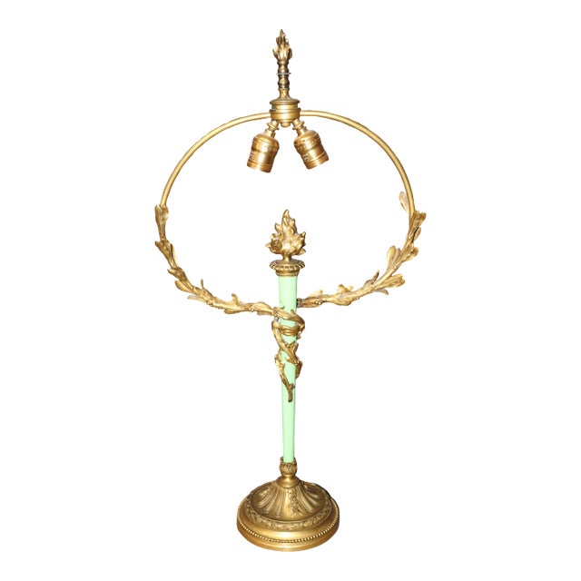 1910s French Bronze Ormolu Bronze Mounted Bronze Table Lamp For Sale