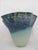 Blue Tim Chilina Oregon Hand Blown Mottled Blue Green Ruffled Studio Art Glass Vase For Sale - Image 8 of 11