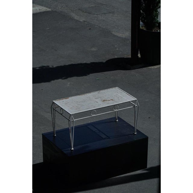 Mid-Century Modern French Garden Metal Coffee Table with Perforated Top, 1950s For Sale - Image 9 of 11