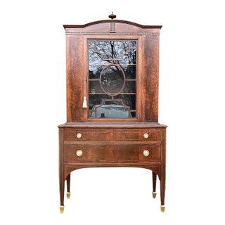 1930s Federal Revival Bar Cabinet | Federal Style Cocktail Cabinet | Glass Display Liquor Storage For Sale