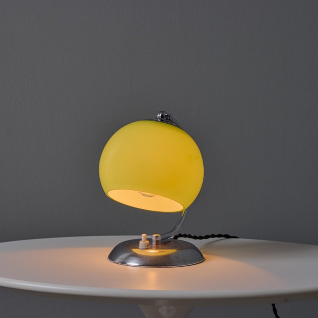 Mid-Century Modern 1950s Mauri Almari Chrome and Opaline Green Glass Table Lamp for Idman Oy For Sale - Image 3 of 18
