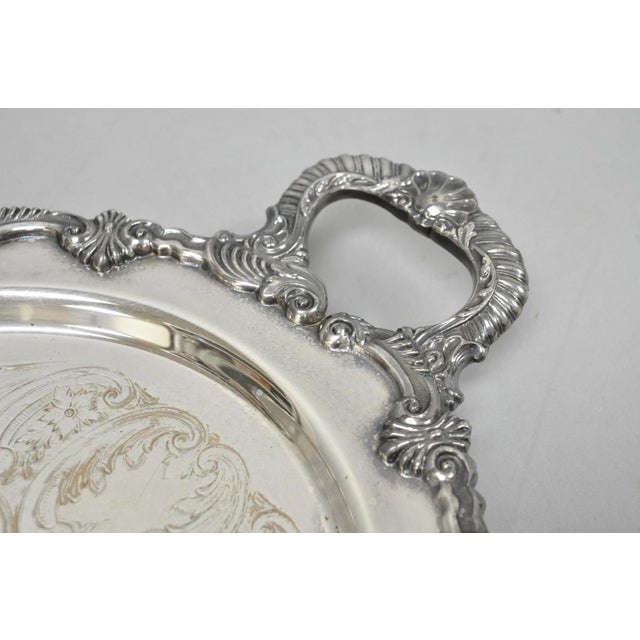 Mid 20th Century Vintage Sheffield Victorian Silver Plated Oval Platter Tray 25th Anniversary For Sale - Image 5 of 18