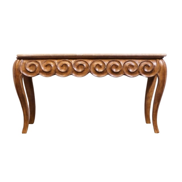 Early 21st Century Bernhardt Furniture Walnut Finished Italian Rococo Baroque Revival 60" Console Table W. Granite Top 423-911 For Sale - Image 5 of 9