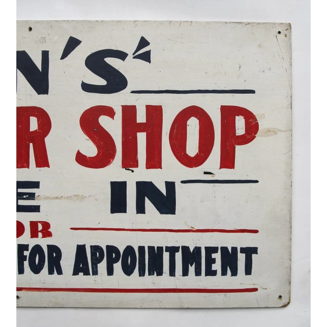 American Circa 1950s Ken's Barber Shop Sign For Sale - Image 3 of 5