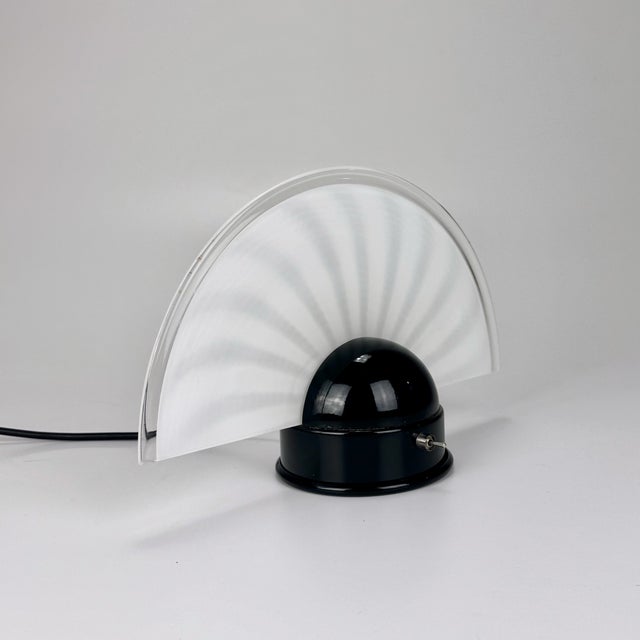 Vintage Italian Halogen Fan Table Lamp in Murano Glass, 1990s For Sale - Image 4 of 9