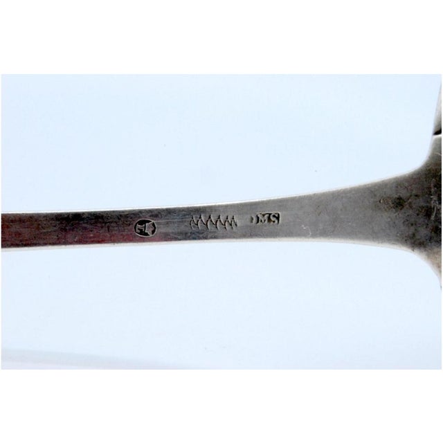 Plain Silver Soup Ladle with Handle, in Very Good conditions. Designed before 1890 This piece has an attribution mark, I...