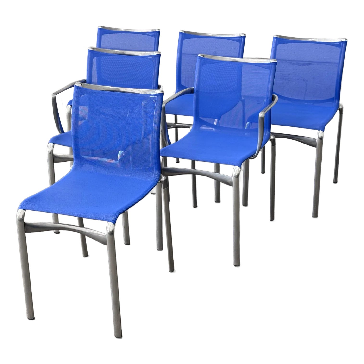 Alberto Meda Design Sapphire Blue Alias Chairs, Set of Six | Chairish