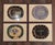 An exquisite collection of four framed shiny polychrome prints of Picasso Vallauris ceramic plates depicting faces in...