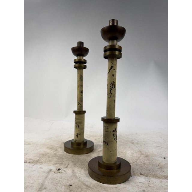 Art Deco Brass Candleholders, 1920s, Set of 2 For Sale - Image 12 of 14