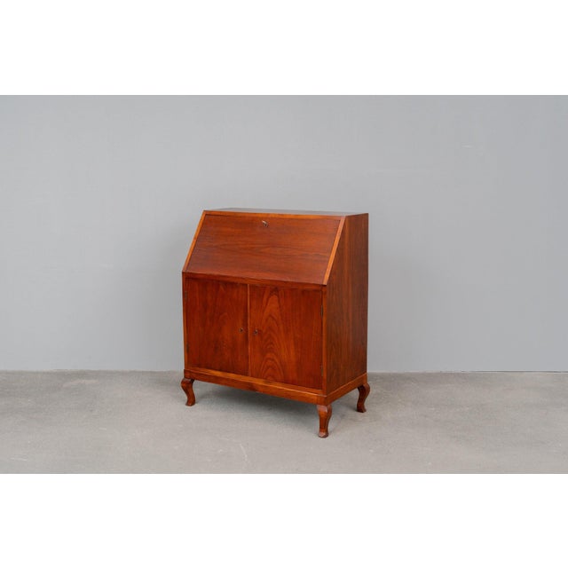 Brown Art Nouveau Secretary Desk in Oak, Early 20th Century For Sale - Image 8 of 18
