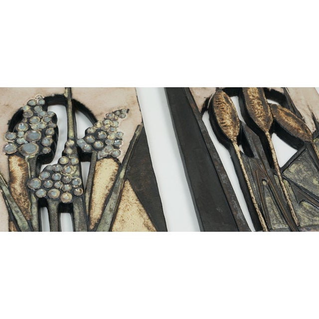 Beige Vintage Wall Tiles from Ruscha-Keramik, W. Germany, 1970s, Set of 2 For Sale - Image 8 of 16