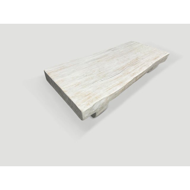 Contemporary Andrianna Shamaris Low Minimalist White Washed Coffee Table For Sale - Image 3 of 6