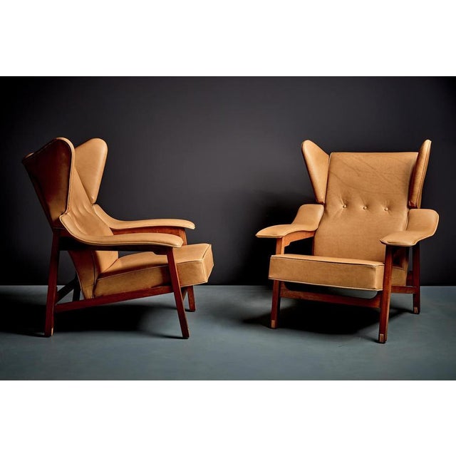 Vintage Italian Lounge Chairs in Cognac Leather by Camo, 1950s, Set of 2 For Sale - Image 3 of 15