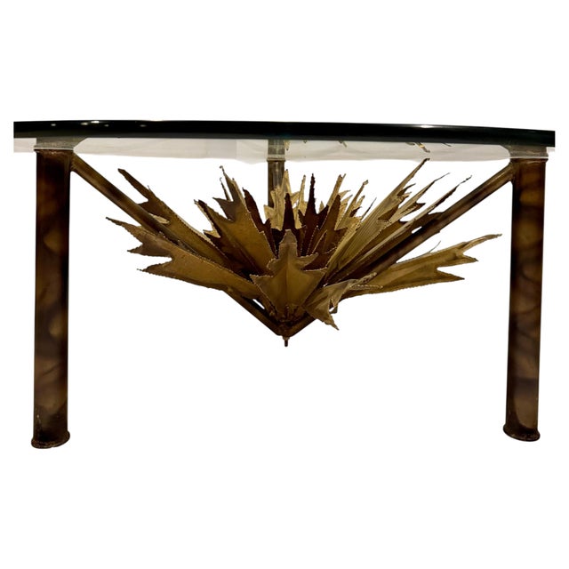 Brutalist Torch‑Cut Sunburst Coffee Table Mid-Century Modern Silas Seandel Style For Sale - Image 12 of 12
