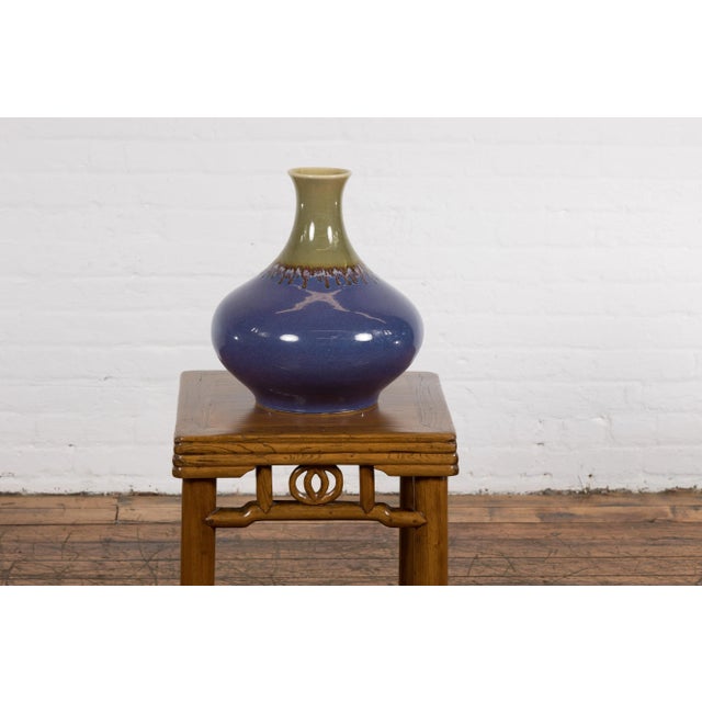 Contemporary Purple & Green Ceramic Vase For Sale - Image 12 of 12