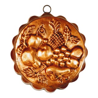 Vintage French Baking Fruits Jello Copper Mold For Sale