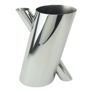 Mario Botta Stainless Steel Tronco Vase for Alessi For Sale