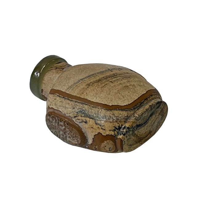 Chinese Collectible Natural Agate Stone Carved Snuff Bottle Display Art For Sale - Image 3 of 7