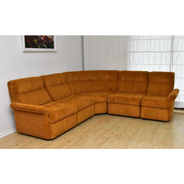 Yellow Corduroy Modular Sofa, 1970s, Set of 5 For Sale - Image 11 of 11