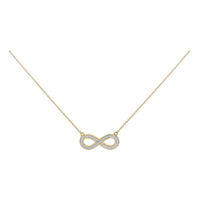 Gold Vermeil Diamond Accent Infinity Pendant Necklace For Sale