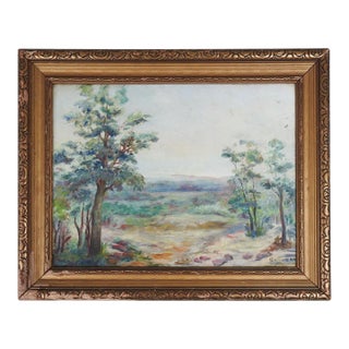 Vintage 1930s Impressionist Landscape Painting For Sale