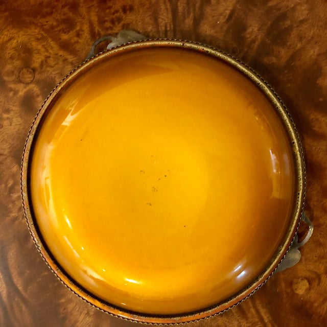 1980s Orange Enamel on Metal Dish For Sale - Image 4 of 5