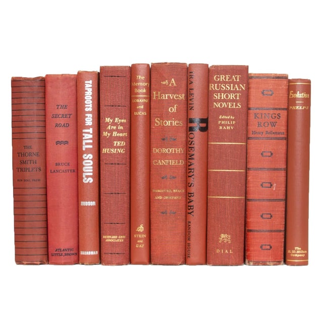 Mid-Century Modern Decorative Books - Vintage Sienna Book Bundle - 1 Foot of Red Books For Sale - Image 3 of 4