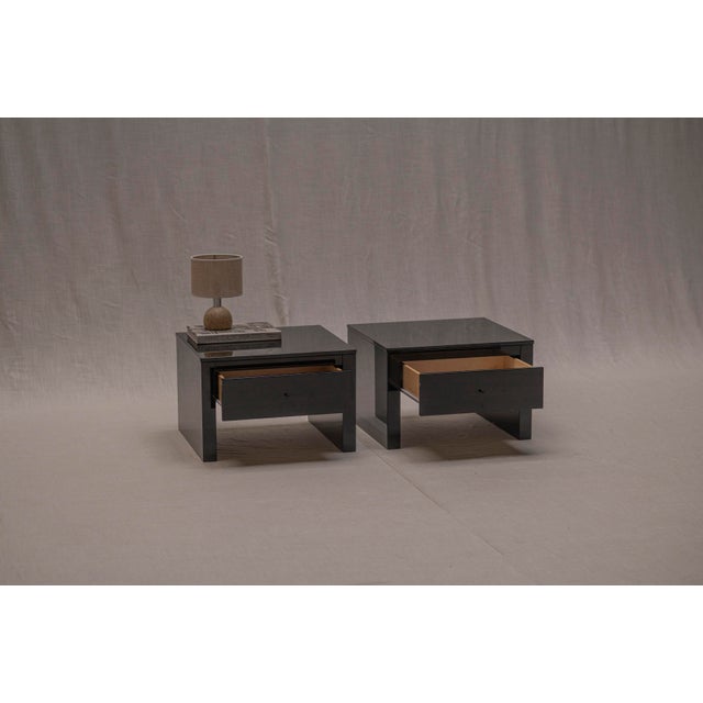 Italian Black Lacquered Saratoga Bedside Tables attributed to Massimo and Lella Vignelli for Poltronova, 1970s, Set of 2 For Sale - Image 16 of 18