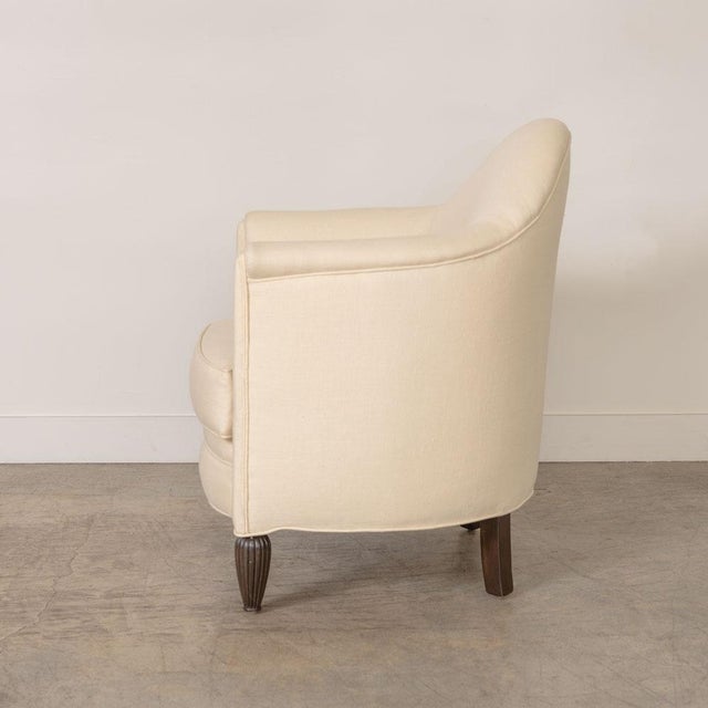 Pair of 1930s French Club Chairs in Linen For Sale In Los Angeles - Image 6 of 13