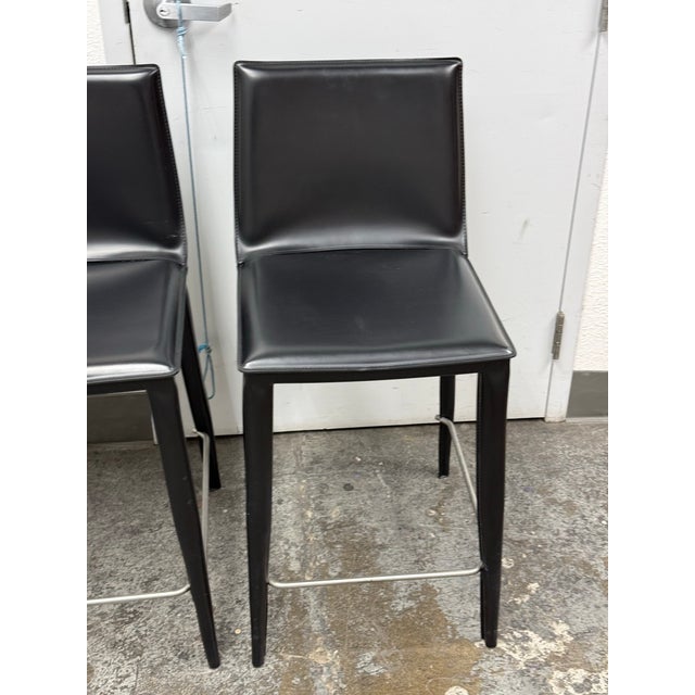 Frag for Design Within Reach Bottega Leather Counter Stools, Pair For Sale In San Francisco - Image 6 of 12