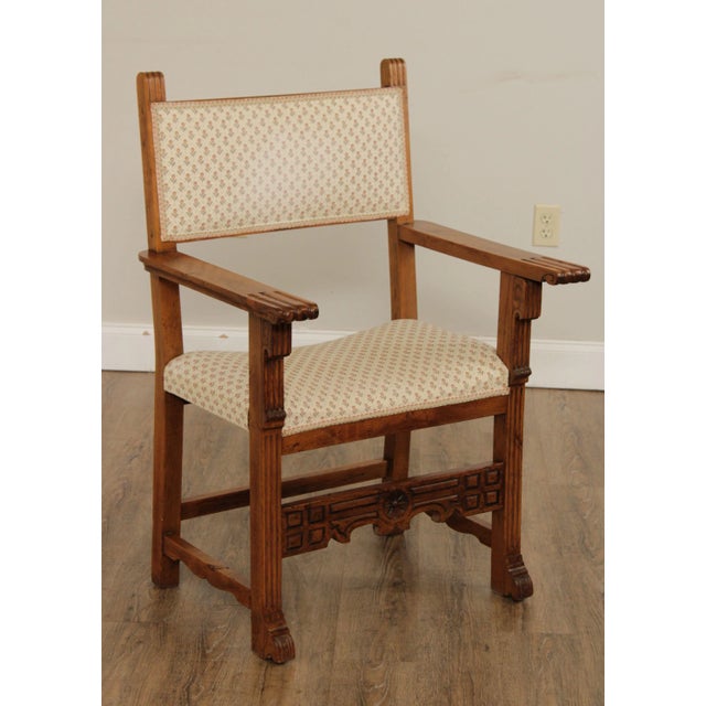 Antique Spanish Renaissance Style Walnut Armchairs - A Pair For Sale - Image 4 of 13