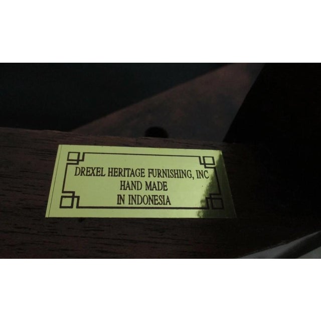 1980s Pair Drexel Mahogany Chippendale Shield Back Dining Side Chairs C For Sale - Image 9 of 14