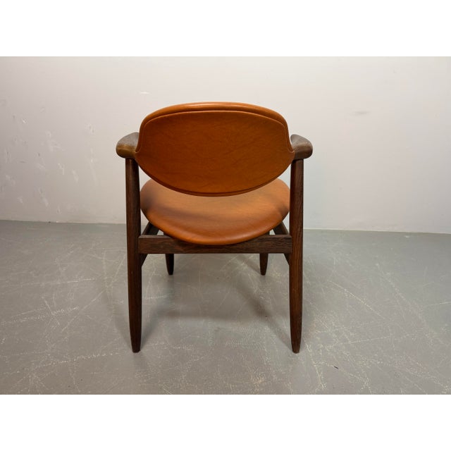 1970s Mid-Century Cognac Leatherette Cowhorn Dining Chair by Tijsseling for Hulmefa, Netherlands, 1970s For Sale - Image 5 of 12