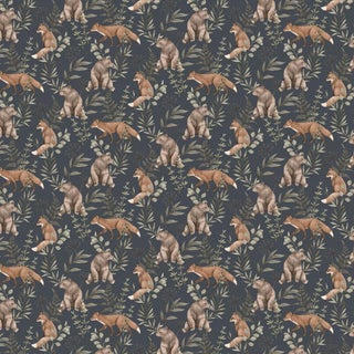 SAMPLE - Boråstapeter Wild Forest Wallpaper In Midnight For Sale