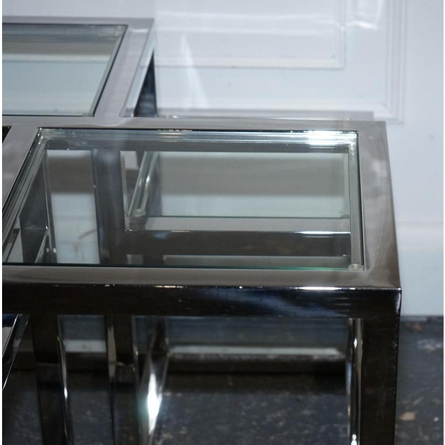 Gray Art Deco Style Glass and Polished Stainless Steel Side Tables from Casa Padrino, Set of 2 For Sale - Image 8 of 16